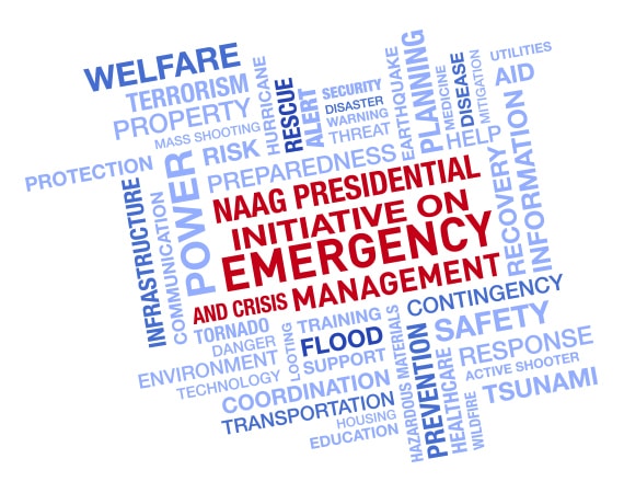 word cloud featuring emergency and crisis management