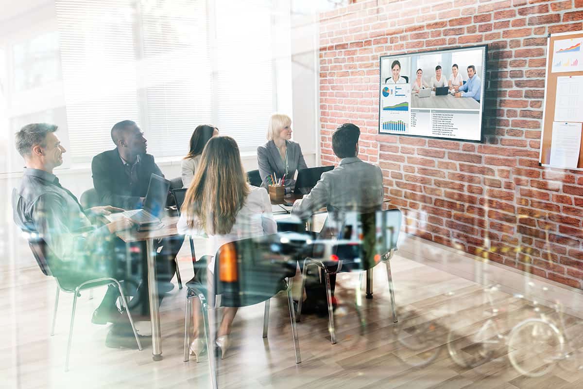 People in virtual video meeting